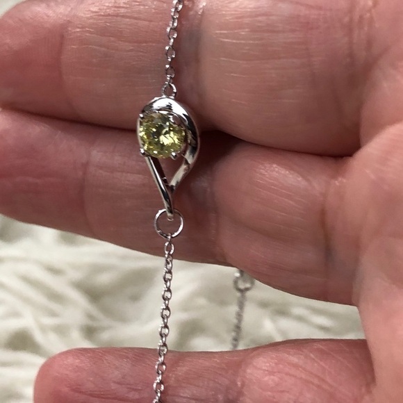 925 Sterling Silver Infinity PERIDOT Charm Link Wrist Bracelet Adjustable - Picture 3 of 8